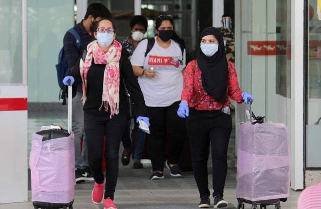 Passengers coming out of the Chandigarh International Airport in Mohali.(Gurminder Singh/HT) Passengers coming out of the Chandigarh International Airport in Mohali.(Gurminder Singh/HT)