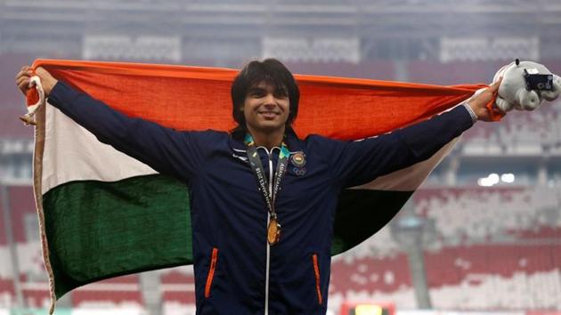 Gold medalist Neeraj Chopra of India.(REUTERS) Gold medalist Neeraj Chopra of India.(REUTERS)