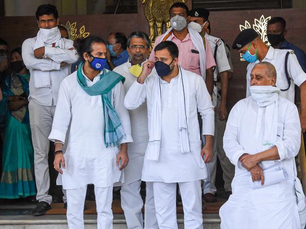 Tejashwi Yadav described the FIR lodged against him for alleged lockdown violation as a false case. (PTI Photo) Tejashwi Yadav described the FIR lodged against him for alleged lockdown violation as a false case. (PTI Photo)