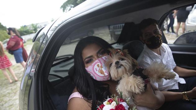 The image shows a newlywed couple Erica da Conceicao and Joao Blank. (AP) The image shows a newlywed couple Erica da Conceicao and Joao Blank. (AP)
