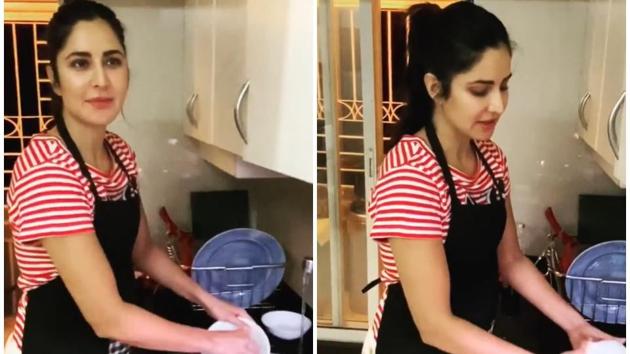 Katrina Kaif shared a video of herself doing the dishes in March.