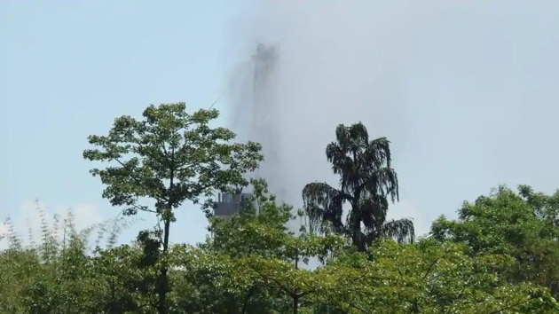 Officials said a blowout means uncontrolled release of crude oil or gas from a well when pressure control systems fail.(HT Photo) Officials said a blowout means uncontrolled release of crude oil or gas from a well when pressure control systems fail.(HT Photo)