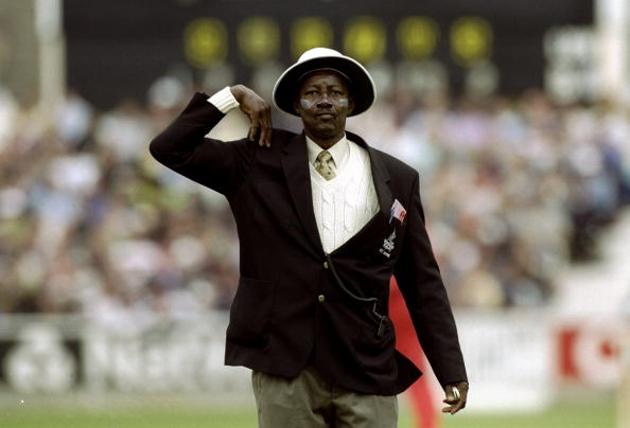 Birth of former ICC umpire Steve Bucknor. After pursuing a career as a football goalkeeper and later on a referee, Bucknor turned cricket umpire in the late 1980s and officiated in a record 128 Test matches between 1989 and 2009, and in 181 ODIs during this period, including five consecutive World Cup finals from 1992 to 2007. (Getty Images)