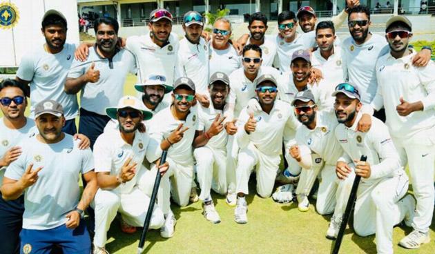 The Kerala cricket team after entering their maiden Ranji Trophy semifinal(Image Courtesy: KCA)