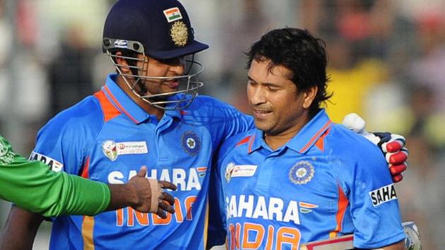 Suresh Raina was Sachin Tendulkar’s batting partner when the batting maestro scored his 100th century.(Getty Images)