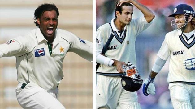 Shoaib Akhtar and Irfan Pathan with MS Dhoni.(Getty Images/HT Collage)