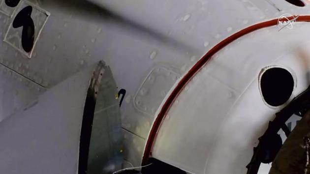 The SpaceX’s Crew Dragon capsule docks with the International Space Station on May 31. Under 19 hours after launching from Florida, the space capsule delivered NASA astronauts to the space station, marking the first US space capsule to do so with a crew since 2011. (NASA TV / AP)