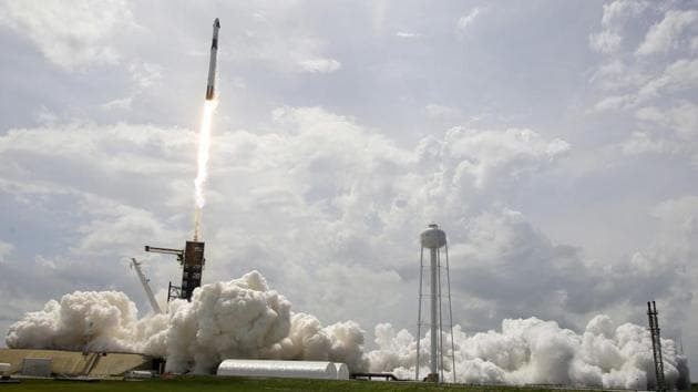 The Falcon 9 took off from the same launch pad used by NASA’s final space shuttle flight piloted by Hurley in 2011. Just before lift-off, Hurley said, “SpaceX, we’re go for launch. Let’s light this candle,” paraphrasing the famous comment uttered on the launch pad in 1961 by Alan Shepard, the first American flown into space, reported Reuters. (John Raoux / AP)