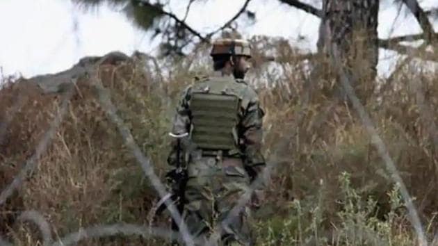 An Indian Army jawan patrolling at the Line of Control (LoC) in Poonch district of Jammu and Kashmir.(PTI file photo)
