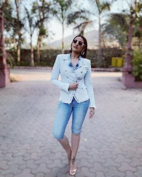 Sonakshi’s Balmain denim-on-denim look is killer. (Instagram) Sonakshi’s Balmain denim-on-denim look is killer. (Instagram)