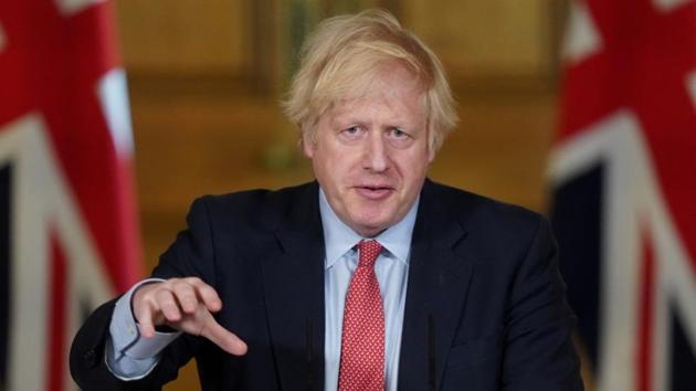 Britain's Prime Minister Boris Johnson holds the daily news conference on the coronavirus disease outbreak. (REUTERS) Britain's Prime Minister Boris Johnson holds the daily news conference on the coronavirus disease outbreak. (REUTERS)