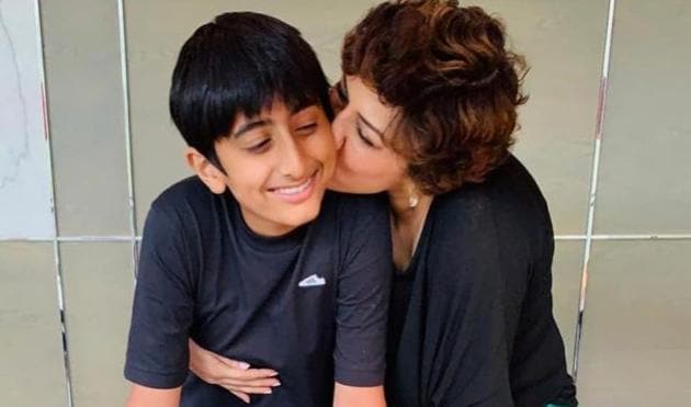 Sonali Bendre with her 14-year-old son Ranveer Behl.