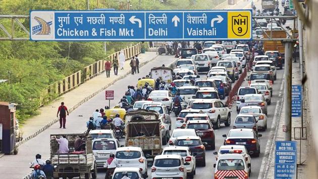 Snarls at Delhi’s border with Uttar Pradesh near Ghazipur on Tuesday.