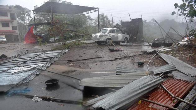 The impact of Cyclone Nisarga is see near the landfall site in Alibag on Wednesday.(Satish Bate/HT Photo)