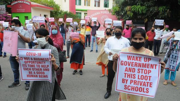The decision comes amid a series of protests by parents outside private schools across Chandigarh. The decision comes amid a series of protests by parents outside private schools across Chandigarh.