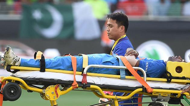 Hardik Pandya being stretchered off the field(Getty Images)