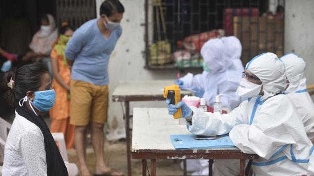 On Monday, Assam’s tally was 1,486, which included 1,337 patients, who have returned to the state since May 4.(Satyabrata Tripathy/HT Photo)