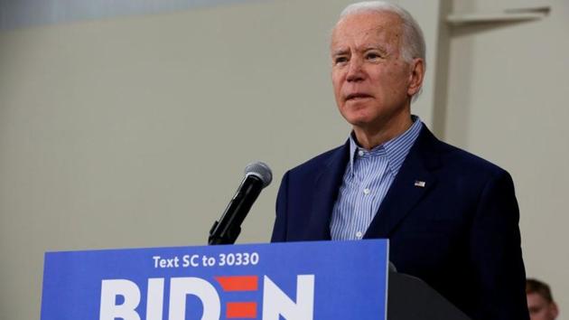 Democratic US presidential candidate and former US Vice President Joe Biden addresses the Trump administration's response to the COVID-19 outbreak, caused by the novel coronavirus, during a campaign event in Sumter, South Carolina, US.(REUTERS) Democratic US presidential candidate and former US Vice President Joe Biden addresses the Trump administration's response to the COVID-19 outbreak, caused by the novel coronavirus, during a campaign event in Sumter, South Carolina, US.(REUTERS)