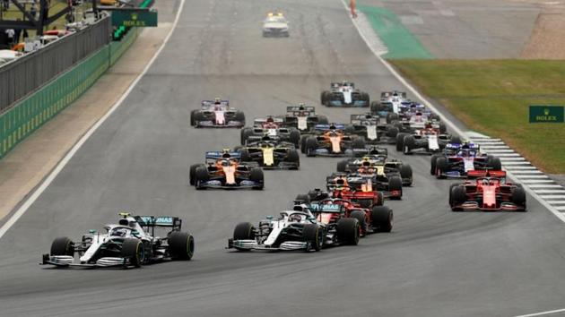 Mercedes' Valtteri Bottas leads Mercedes' Lewis Hamilton at the first corner of the race. (REUTERS)