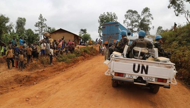 Moroccan soldiers from the UN mission in DRC (Monusco) ride in a vehicle as they patrol in the violence-torn Djugu territory, Ituri province, eastern DRCongo. (AFP file photo) Moroccan soldiers from the UN mission in DRC (Monusco) ride in a vehicle as they patrol in the violence-torn Djugu territory, Ituri province, eastern DRCongo. (AFP file photo)