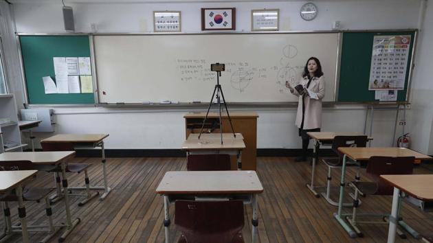 A teacher gives an online class amid the new coronavirus outbreak in Seoul. (AP File Photo/Representative Image)