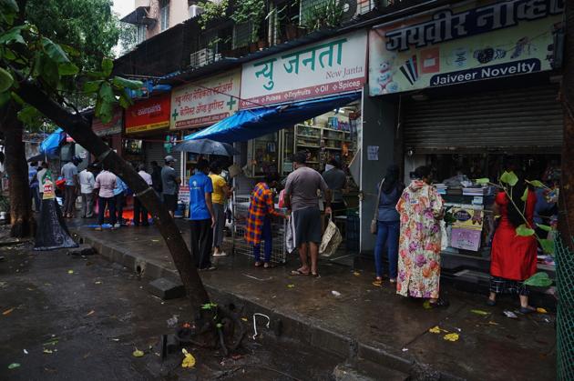 At a market in Khopat, Thane, on Thursday.(Praful Gangurde/HT Photo)