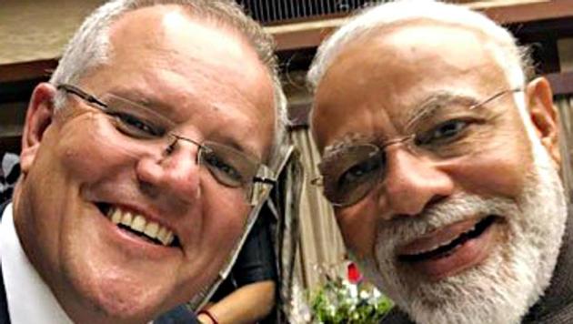 Australian Prime Minister Scott Morrison with Prime Minister Narendra Modi.(File photo)