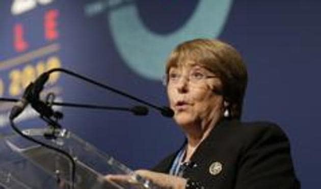 Michelle Bachelet expressed alarm over how censorship had been tightened in several countries, along with arbitrary arrests of people who criticise their governments.(AP)