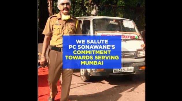 The image shows Mumbai Police constable Tejesh Sonawane. (Twitter/Mumbai Police) The image shows Mumbai Police constable Tejesh Sonawane. (Twitter/Mumbai Police)