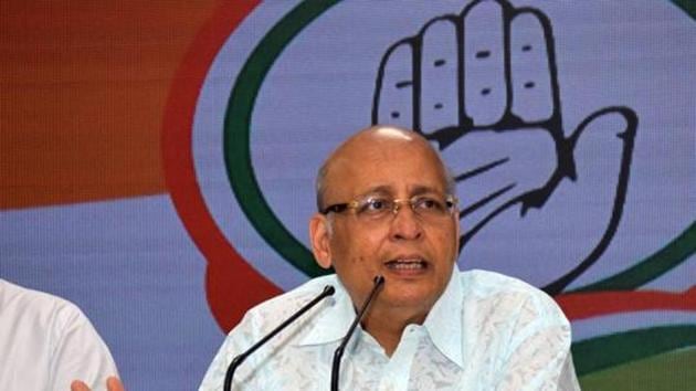 National spokesperson of Congress Dr. Abhishek Manu Singhvi addresses a press conference at AICC headquarters in New Delhi.(ANI Photo)