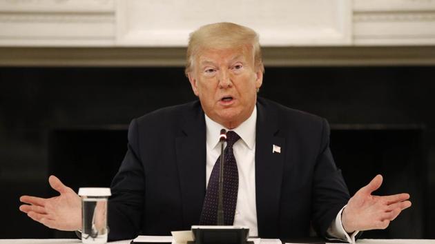 President Donald Trump speaks during a roundtable discussion with law enforcement officials.(PTI) President Donald Trump speaks during a roundtable discussion with law enforcement officials.(PTI)