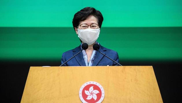 Hong Kong Chief Executive Carrie Lam speaks during her weekly press conference at the government headquarters on June 9. “Hong Kong cannot afford such chaos,” Lam said after being peppered with questions about the unrest during her tenure, adding residents needed “to prove that Hong Kong people are reasonable and sensible citizens of the People’s Republic of China” if they want their freedoms and autonomy to continue, reported AFP. (Anthony Wallace / AFP)