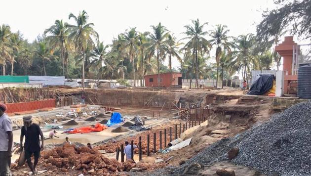 Work on the samadhi is on in full swing at the Miramar beach in the state capital city. (File photo) Work on the samadhi is on in full swing at the Miramar beach in the state capital city. (File photo)