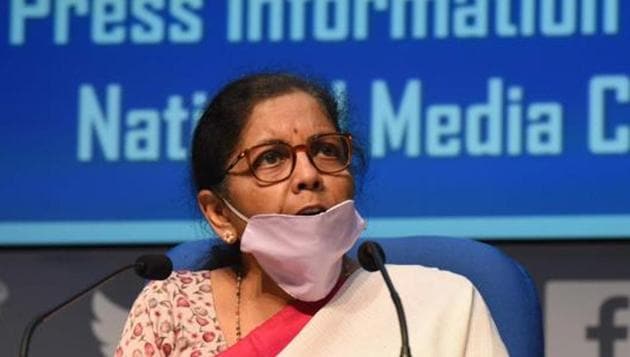 Union minister of finance and corporate affairs Nirmala Sitharaman during the briefing detailing the Centre’s economic stimulus package on May, 15, 2020.(Sonu Mehta/HT Photo)
