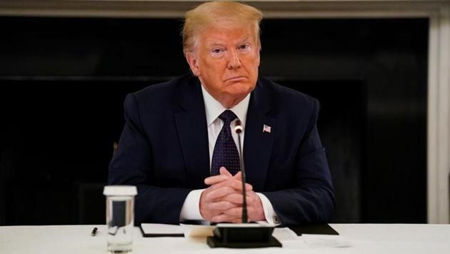 US president Donald Trump during a roundtable discussion with law enforcement in the State Dining Room at the White House in Washington on June 8, 2020.(Reuters Photo) US president Donald Trump during a roundtable discussion with law enforcement in the State Dining Room at the White House in Washington on June 8, 2020.(Reuters Photo)