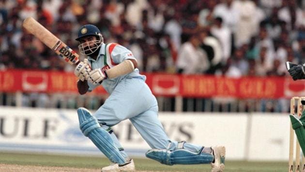 Navjot Sidhu batting for India in Sharjah(Popperfoto via Getty Images)