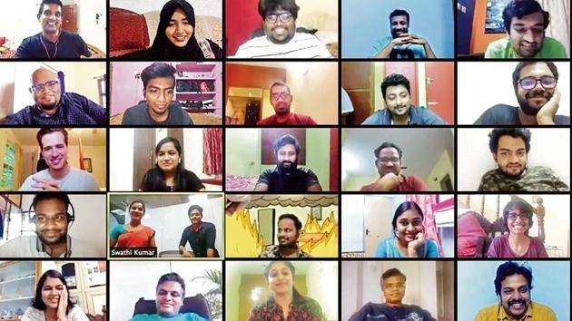 Employees of Kissflow Inc attended a virtual townhall meeting over Zoom. These townhalls took place each Friday in their Chennai office . (Photo courtesy: kissflow inc) Employees of Kissflow Inc attended a virtual townhall meeting over Zoom. These townhalls took place each Friday in their Chennai office . (Photo courtesy: kissflow inc)