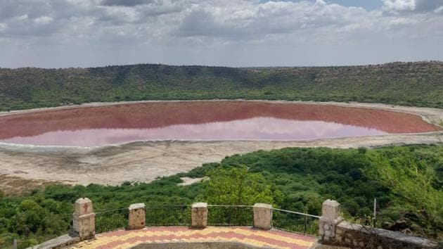 In the Lonar case, after local residents shared photographs with the Maharashtra forest department, the latter on Wednesday asked the National Environmental Engineering Research Institute (NEERI), Nagpur to assess why there has been a change in colour.(Maharashtra Forest Department)