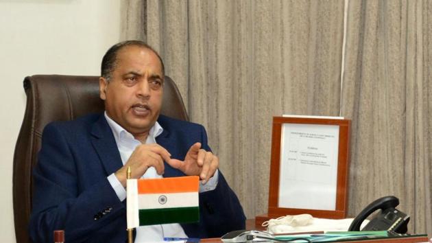 Himachal Pradesh chief minister Jai Ram Thakur addressing the deputy commissioners, superintendent of police and chief medical officers of the districts. (HT Photo) Himachal Pradesh chief minister Jai Ram Thakur addressing the deputy commissioners, superintendent of police and chief medical officers of the districts. (HT Photo)