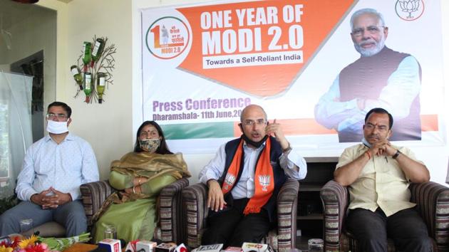 BJP national spokesperson Nalin Kohli (third from left), state BJP media in-charge Rakesh Sharma (extreme left), Rajya Sabha member Indu Goswami and state party general secretary Trilok Kapoor during a press conference at Dharamshala. (HT PHOTO) BJP national spokesperson Nalin Kohli (third from left), state BJP media in-charge Rakesh Sharma (extreme left), Rajya Sabha member Indu Goswami and state party general secretary Trilok Kapoor during a press conference at Dharamshala. (HT PHOTO)