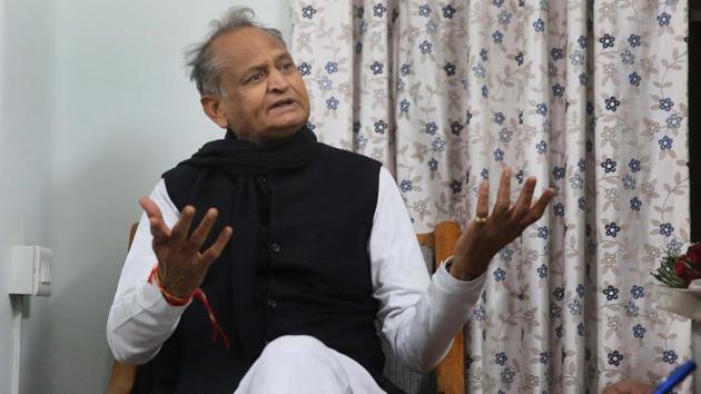 Rajasthan chief minister Ashok Gehlot also targeted Prime Minister Narendra Modi, alleging that the Upper House elections were postponed under pressure because the BJP could not poach an adequate number of MLAs in Rajasthan and Gujarat.(Himanshu Vyas/HT file photo) Rajasthan chief minister Ashok Gehlot also targeted Prime Minister Narendra Modi, alleging that the Upper House elections were postponed under pressure because the BJP could not poach an adequate number of MLAs in Rajasthan and Gujarat.(Himanshu Vyas/HT file photo)