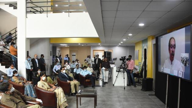 CM Uddhav Thackeray inaugurated Wipro’s intermediary care facility at Hinjewadi. (HT PHOTO) CM Uddhav Thackeray inaugurated Wipro’s intermediary care facility at Hinjewadi. (HT PHOTO)