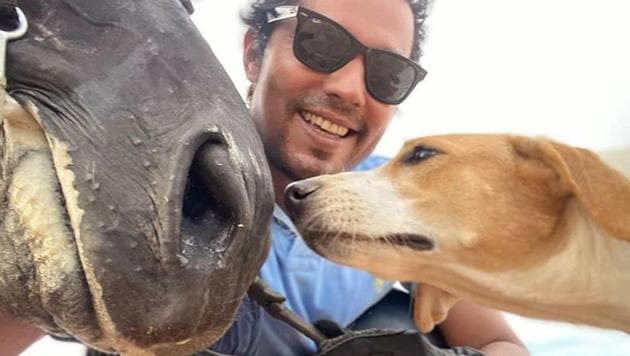 Randeep Hooda with his horse Colossus and dog Bamby. (Instagram/RandeepHooda) Randeep Hooda with his horse Colossus and dog Bamby. (Instagram/RandeepHooda)