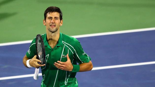 Serbia's Novak Djokovic celebrates after winning the Final match against Greece's Stefanos Tsitsipas. (REUTERS) Serbia's Novak Djokovic celebrates after winning the Final match against Greece's Stefanos Tsitsipas. (REUTERS)