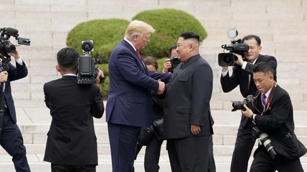 FILE PHOTO: U.S. President Donald Trump meets with North Korean leader Kim Jong Un at the demilitarized zone separating the two Koreas, in Panmunjom, South Korea, June 30, 2019. Picture taken June 30, 2019.(REUTERS)