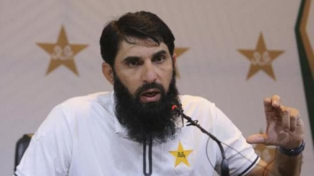 Pakistan's cricket chief selector and head coach Misbah-ul-Haq speaks to reporters at Pakistan Cricket Board in Lahore. (AP) Pakistan's cricket chief selector and head coach Misbah-ul-Haq speaks to reporters at Pakistan Cricket Board in Lahore. (AP)