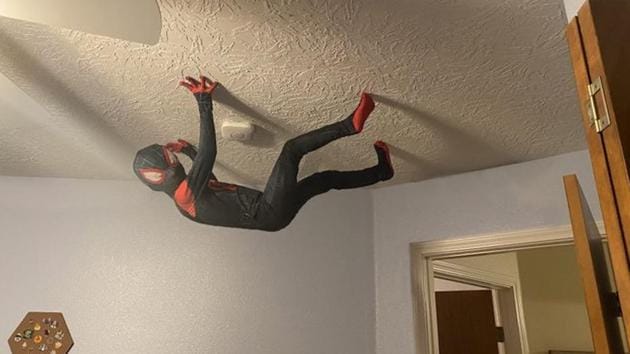 The image shows the little Spider-Man. (Twitter/@SuperSartre) The image shows the little Spider-Man. (Twitter/@SuperSartre)