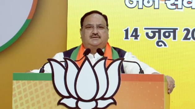 JP Nadda listed government’s achievements including revocation of Article 370(Courtesy- Twitter/@BJP4India)