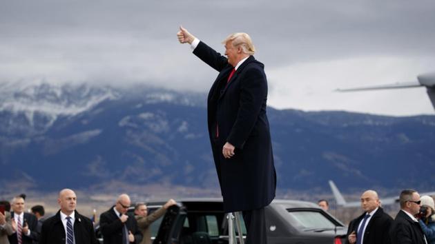 President Donald Trump arrives for a campaign rally at Bozeman Yellowstone International Airport in Belgrade, Mont in 2018. (AP/ File photo) President Donald Trump arrives for a campaign rally at Bozeman Yellowstone International Airport in Belgrade, Mont in 2018. (AP/ File photo)