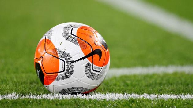 FILE PHOTO: Soccer Football - Premier League - Leicester City v Manchester City - King Power Stadium, Leicester, Britain - February 22, 2020 General view of the match ball on the pitch Action Images via Reuters/John Sibley/File Photo (Action Images via Reuters) FILE PHOTO: Soccer Football - Premier League - Leicester City v Manchester City - King Power Stadium, Leicester, Britain - February 22, 2020 General view of the match ball on the pitch Action Images via Reuters/John Sibley/File Photo (Action Images via Reuters)